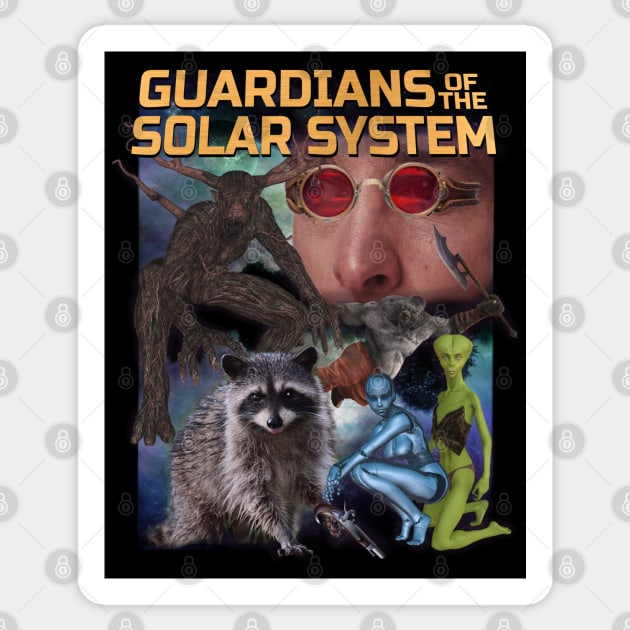 GUARDIAN OF THE SOLAR SYSTEM Movie Poster Funny MCU Super Hero Knock Off Boot Worst Parody But A Good Gift Idea Sticker by blueversion